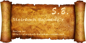 Steinbach Balambér névjegykártya